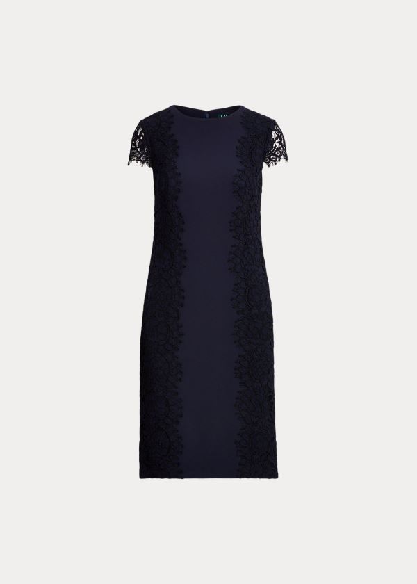 Ralph Lauren Jersey-Lace Cocktail Kjole Dame Danmark (HLTNA3715)